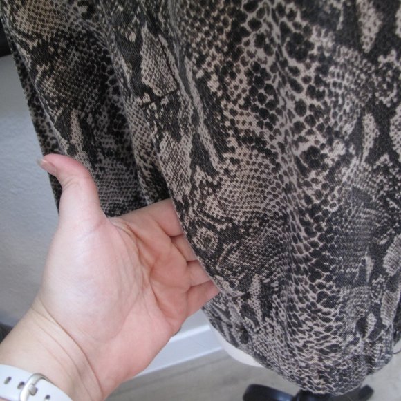 LOVEFIRE Brown Python Print Denim Bomber Jacket - Picture 10 of 11